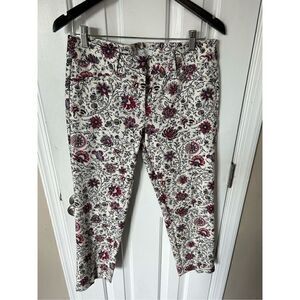 Loft Rivera plant size 4 white and flowers work pants stylish